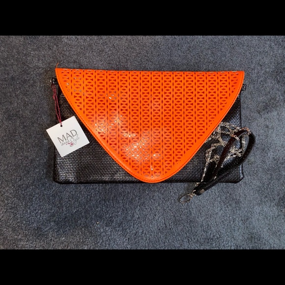 Mad About Style Orange Laser Flap Clutch VINTAGE - Picture 2 of 6